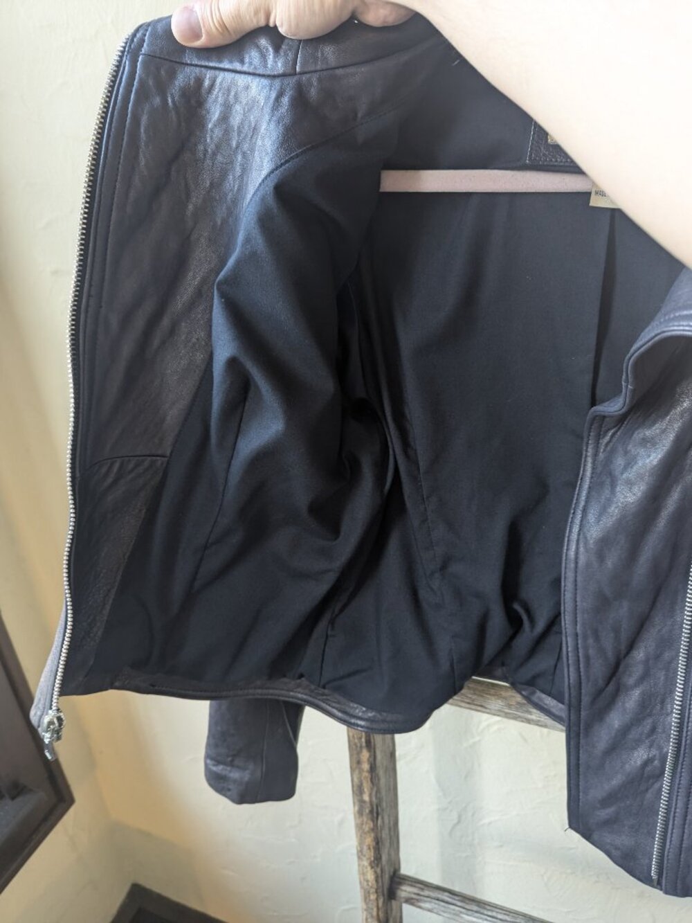 Wilson's Navy Blue Womens Size M Vintage Looking Leather Jacket - Picture 12 of 16